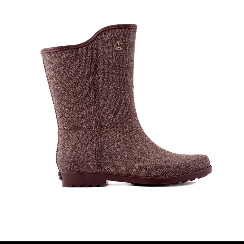 Ulan Waterproof women's fashion rain boot, Brown textured Size 8